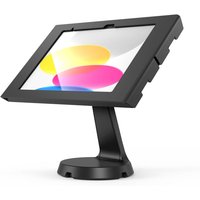 Black Compulocks iPad stand with secure enclosure, angled display, and sturdy base for 10th-11th Gen iPads.