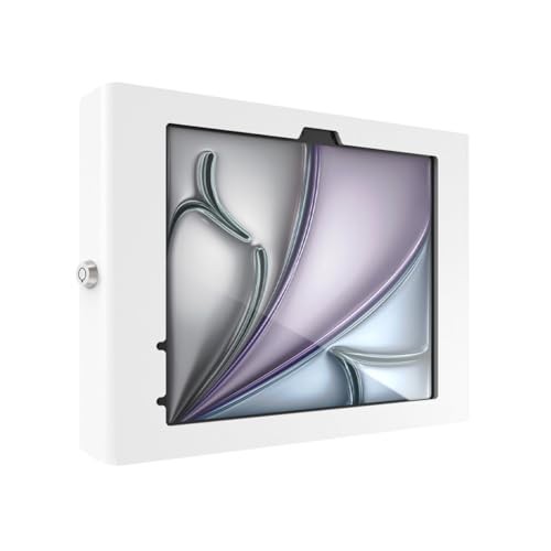 Black Apex Secured Enclosure wall mount for iPad Air M2 & M3, featuring a sleek design with a transparent front, designed for secure tablet display and access.