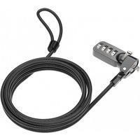 Black Compulocks T-bar security cable lock with combination dial and looped end.
