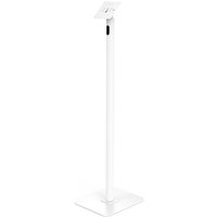 White Compulocks VESA Swift Floor Stand with sleek pole, square base, and adjustable mount for screens.