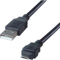 Black USB 2.0 A to Micro USB B cable, 1m length, with standard USB and micro USB connectors.