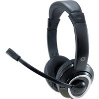 Black Conceptronic POLONA USB headset with padded ear cups, adjustable headband, and flexible microphone boom.