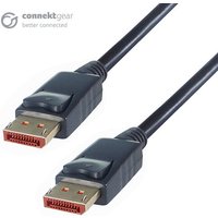 Black 1m DisplayPort cable with gold lockable male connectors, branded connektgear by GroupGear.