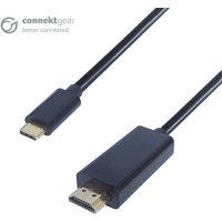 Black connektgear 2m USB 3.1 Type C to HDMI cable with sleek connectors and durable design.