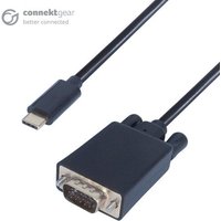 Black connektgear 2m USB 3.1 Type C to VGA cable with sleek connectors and durable design.