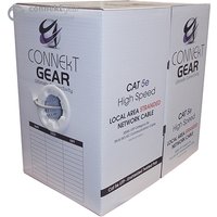 Grey connektgear 305m CAT5e UTP Stranded Network Cable Drum with 24AWG, packaged in a branded cardboard box.