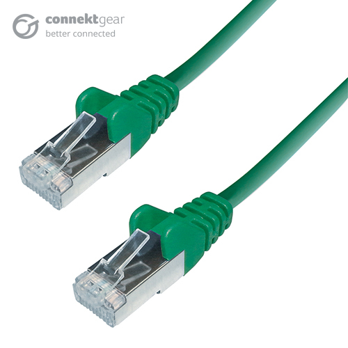 Green 3m RJ45 CAT6A SSTP stranded flush moulded network cable with transparent connectors, designed for high-speed data transmission.