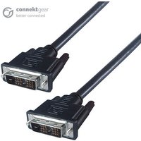Black connektgear 5m DVI-D cable, male to male, 18+1 single link connectors with secure grip design.