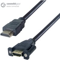 Black 5m HDMI V2.0 4K UHD extension cable by CONNEkT Gear with gold male to female connectors.