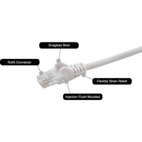 White connektgear 5m RJ45 CAT6 UTP network cable with flush moulded LS0H design and snagless boot.