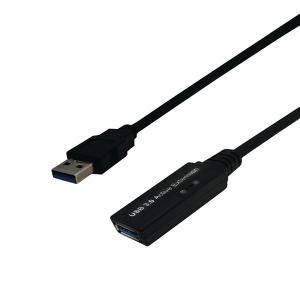 Black 5m USB 3 active extension cable with a male connector on one end and a female connector on the other, featuring a sleek design and labeled for easy identification.