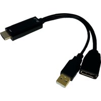 Black connektgear HDMI to Displayport adapter with male HDMI, female Displayport, and USB connectors.