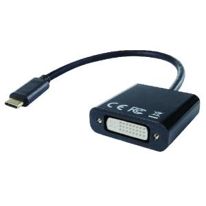 Black USB 3.1 Type C to DVI-I active adapter with a male Type C connector on one end and a female DVI-I port on the other, featuring a compact design and CE certification markings.