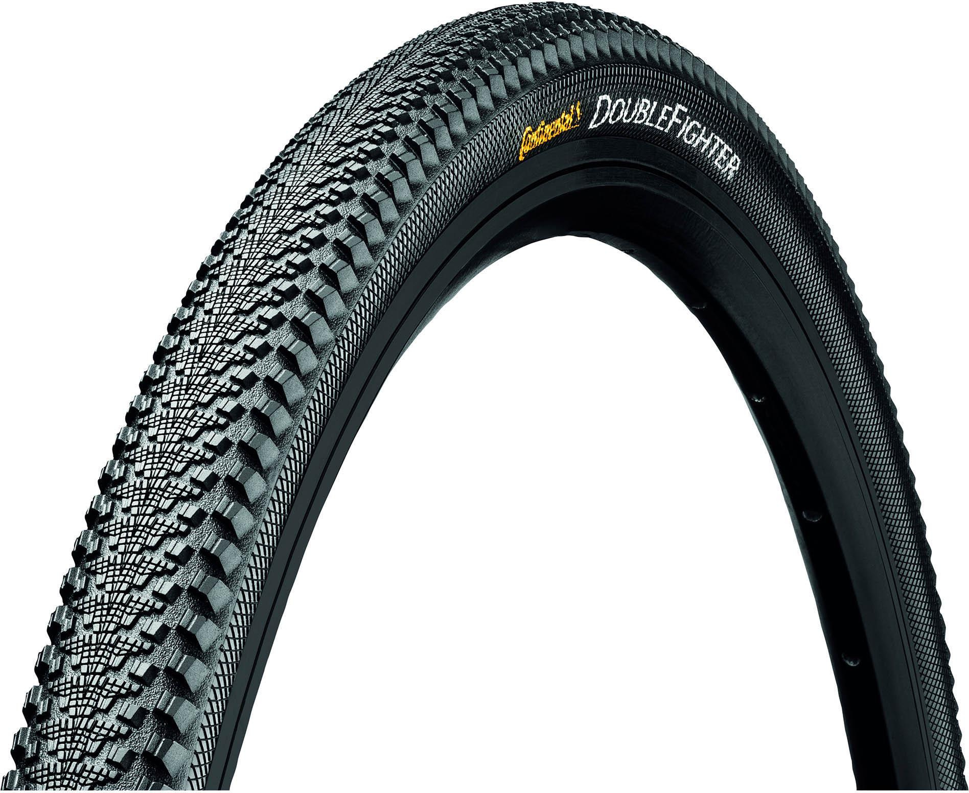 Black Continental Double Fighter 3 bike tyre with textured tread pattern, size 24x2.00 inch.