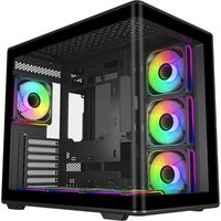 Black Cooler Master Elite 600 Midi Tower with transparent side panel and RGB fans.