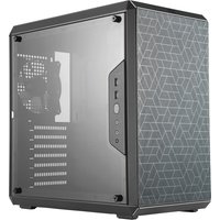 Black Cooler Master MasterBox Q500L Midi Tower with geometric side panel and front USB ports.