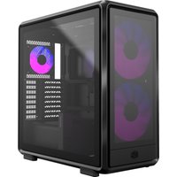 Black Cooler Master MasterFrame 600 Mesh Midi Tower with tempered glass side panel and dual front RGB fans.