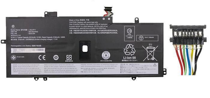 CoreParts 02DL004-CP laptop battery in black with a rectangular shape, featuring various labels, connectors, and a wire harness with colored wires on the side.