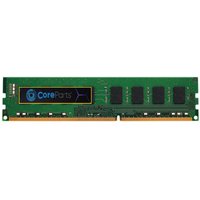 Green CoreParts 8G Memory Module 1600Mhz with black chips and gold connector edge.