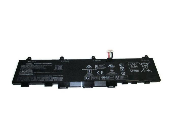 Black lithium-ion battery labeled "CoreParts Lpop Ery for HP 50Wh," featuring various safety and certification symbols, with a connector cable on one end.