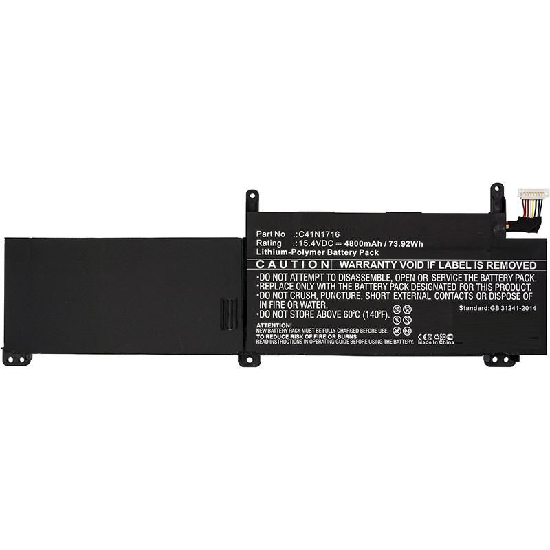 CoreParts MBXAS-BA0223 laptop battery, black rectangular lithium-polymer pack, 4600mAh capacity, with connector and warning labels on the surface.