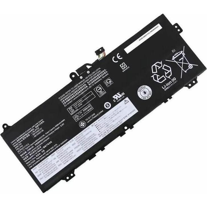 Black lithium-ion laptop battery with multiple labels, connectors, and safety symbols, designed for CoreParts model MBXLE-BA0296, featuring a sleek, flat design.