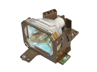 CoreParts ML10373 projector lamp features a clear glass bulb encased in a brown plastic housing with mounting brackets and a green circuit board connector.