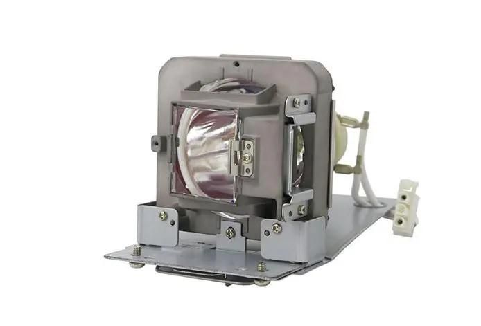 CoreParts ML12889 projector lamp featuring a silver reflective bulb housed in a gray metal frame with mounting brackets and electrical connectors on a flat base.