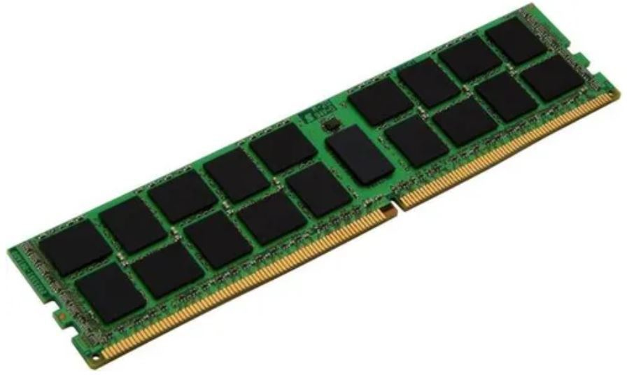 Green printed circuit board with 16 black memory chips, gold connectors at the bottom, labeled as CoreParts MMXHP-DDR4D0018, 16 GB DDR4 288-pin memory module.
