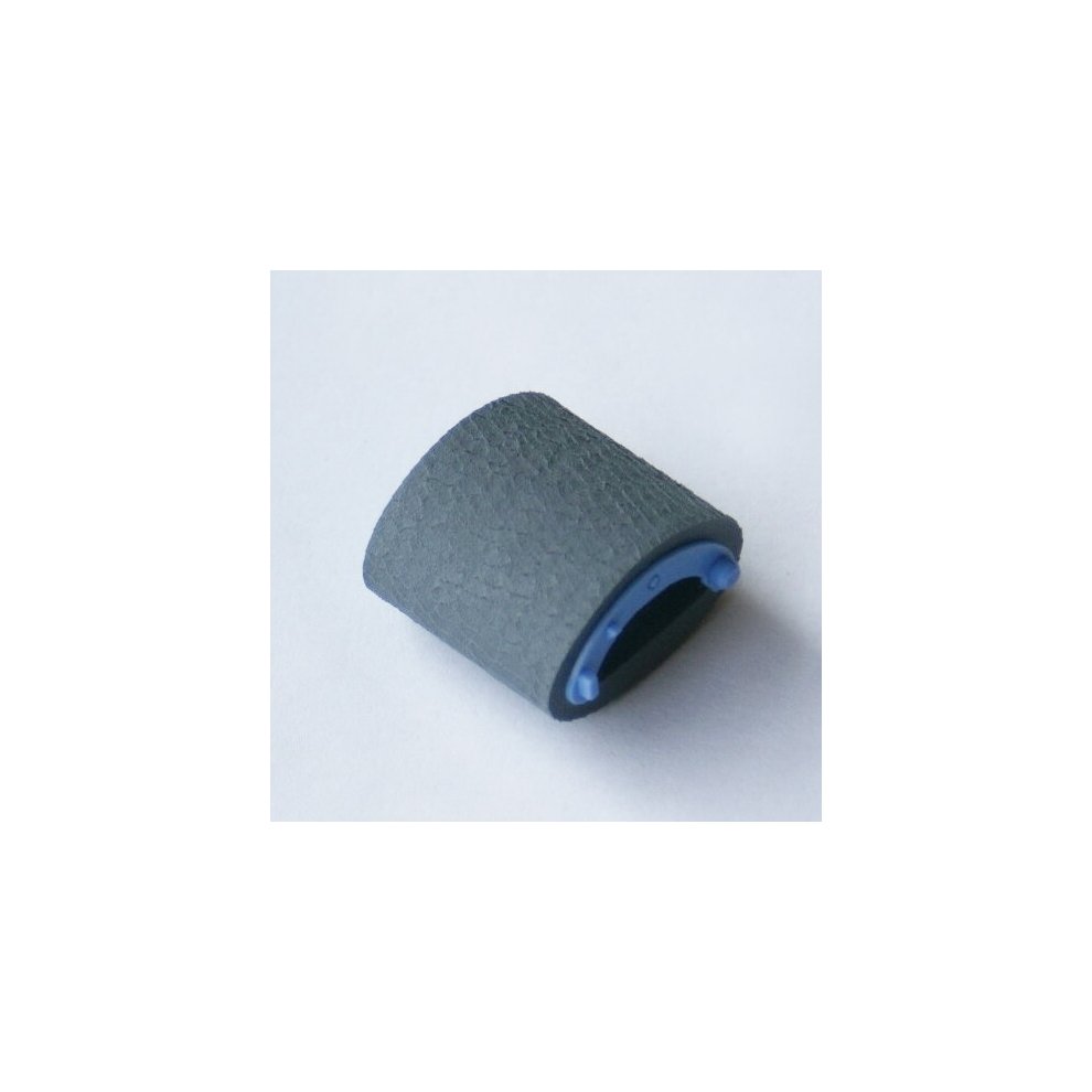 Gray printer roller with a textured surface and a blue rim, designed for use in printers, showcasing a cylindrical shape and durable material.