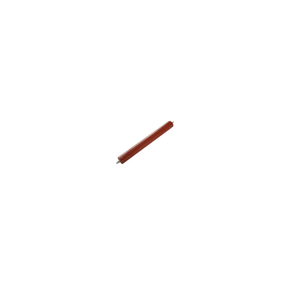 Red printer roller with a smooth surface and metallic ends, designed for use in printers, featuring a cylindrical shape for efficient paper feeding.