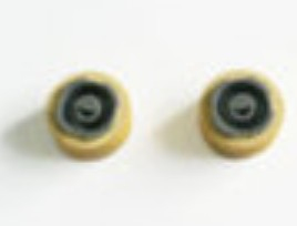 Two printer rollers from CoreParts, featuring a yellowish outer rim and a dark inner core, designed for efficient paper feeding in printers.