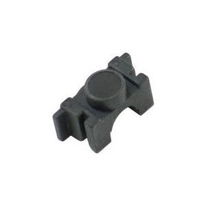 Black plastic bushing with a central circular protrusion and side flanges, designed as a spare part for printers and scanners.
