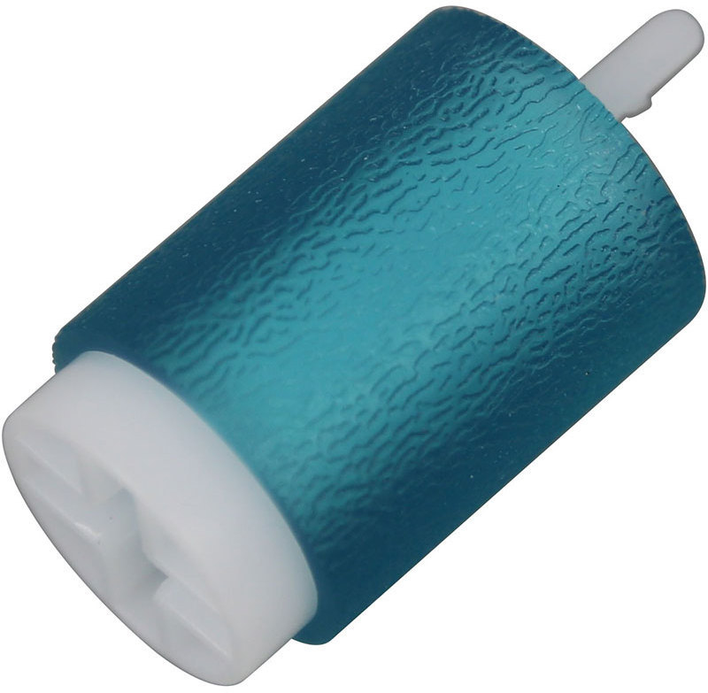 Teal rubber printer roller with a textured surface and a white plastic end, designed for compatibility with CoreParts printers, featuring a small protruding connector.