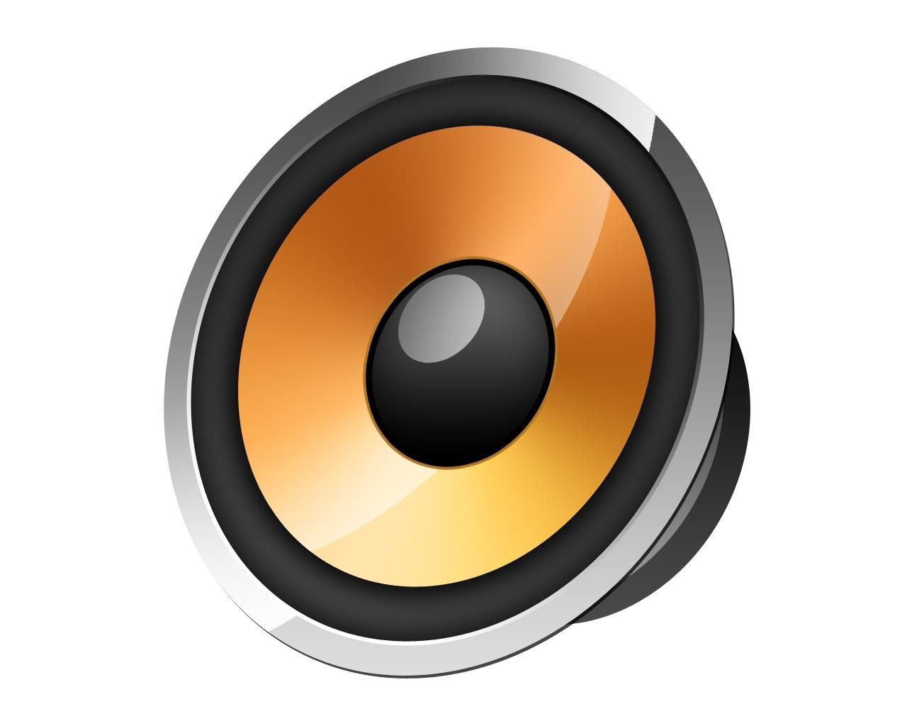 Round mobile phone speaker with a shiny silver rim, a glossy black center, and a vibrant orange cone, designed for clarity and enhanced sound quality.