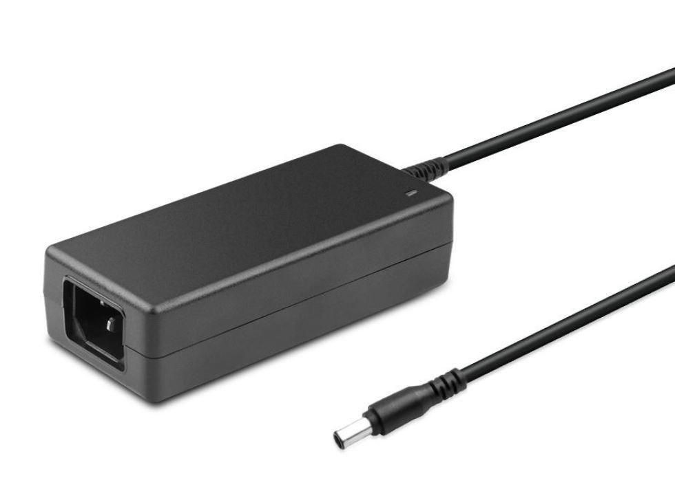 Black rectangular power adapter with a 42W, 14V rating, featuring a single output cable with a cylindrical connector on one end.