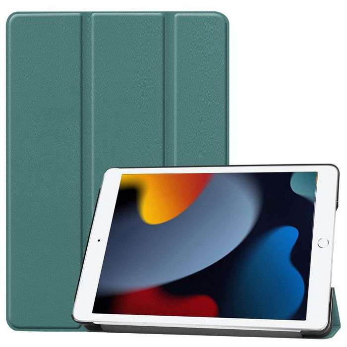 Green folio tablet case for 10.2" devices, featuring a textured finish, foldable cover for stand functionality, and a sleek design that complements modern tablets.