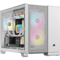 Corsair 2500D AIRFLOW Midi Tower White with RGB fans, tempered glass panel, and sleek minimalist design.