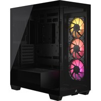 Black Corsair 3500X ARGB Midi Tower with tempered glass panel and three front RGB fans.