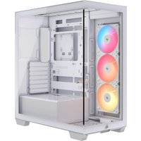 White Corsair 3500X RS-R ARGB Midi Tower with tempered glass panel and three front RGB fans.