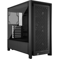 Black Corsair 4000D RS Midi Tower Case with tempered glass side panel and mesh front for airflow.