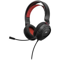Corsair HS35 v2 blue gaming headset with wired connection, adjustable headband, and detachable microphone.
