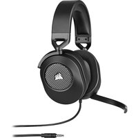 Corsair HS65 Surround wired gaming headset, black with padded ear cups, adjustable headband, and attached microphone.