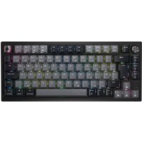Black Corsair K65 PLUS wireless gaming keyboard with grey keys, RGB backlighting, and UK English layout.