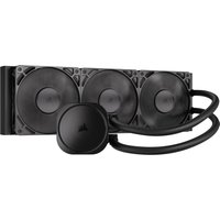 Black Corsair Nautilus 360 RS liquid cooler with three large fans and sleek tubing design.