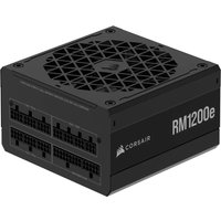 Black Corsair RM1200e power supply unit with a 24-pin ATX connector and a ventilated grille top.