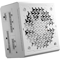White Corsair RM750e power supply unit with 20+4 pin ATX connector and honeycomb vent design.