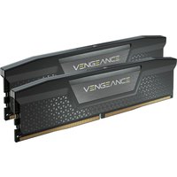 Corsair Vengeance DDR5 memory module, black with gold contacts, featuring sleek heat spreader design, 32 GB total.