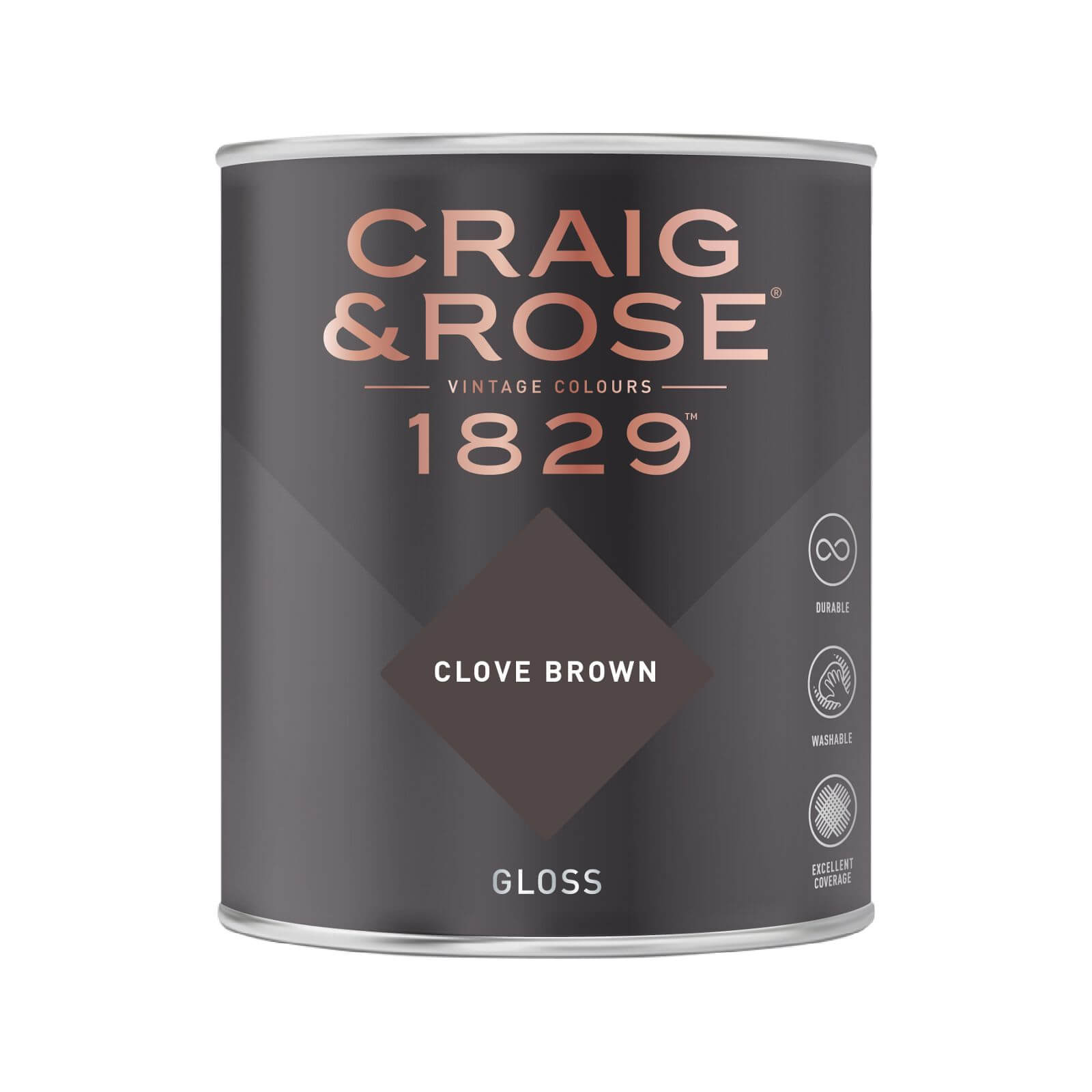 Craig and Rose 1829 Eggshell Paint, Clove Brown 1L | Durable, Low-Sheen Finish for Wood and Metal, Interior Use - image 2