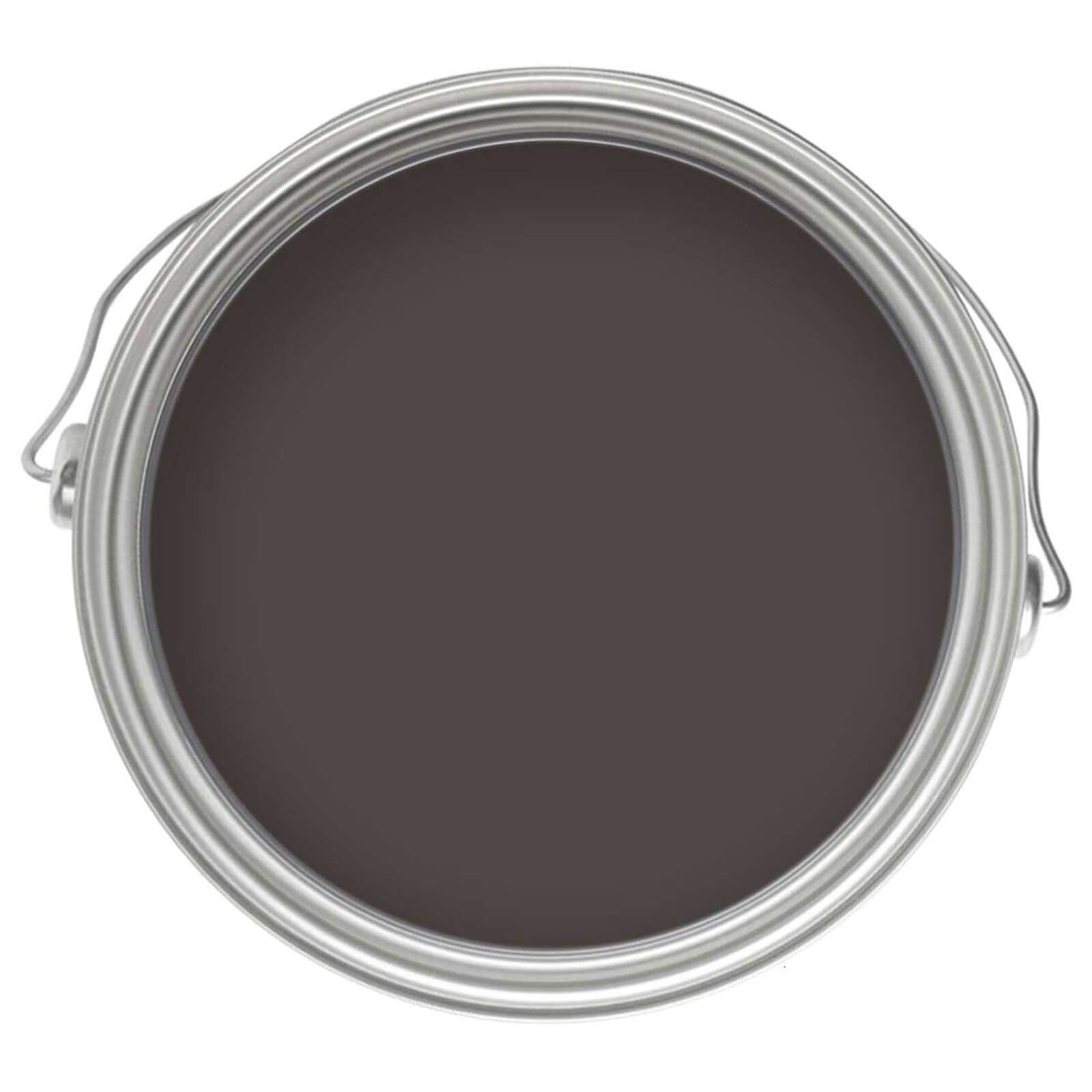 Round tin of Craig and Rose 1829 Eggshell Paint in Clove Brown, showcasing a rich, dark brown color with a low-sheen finish, suitable for wood and metal surfaces.